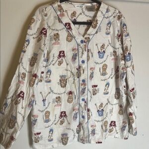 Delicates Graphic flannel pajama button down top size large